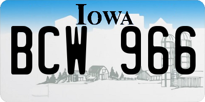 IA license plate BCW966