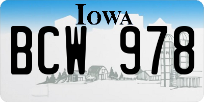 IA license plate BCW978