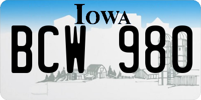 IA license plate BCW980