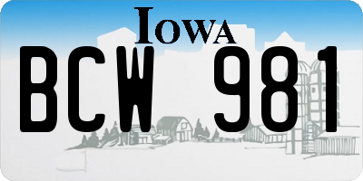 IA license plate BCW981