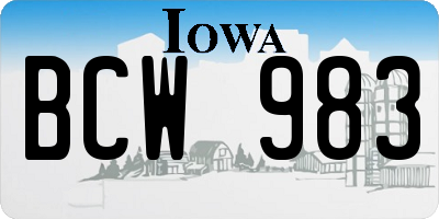 IA license plate BCW983