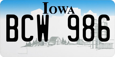 IA license plate BCW986