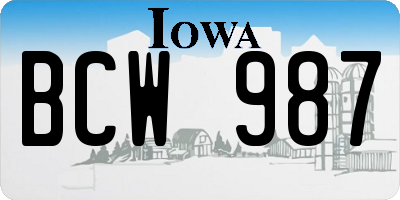 IA license plate BCW987