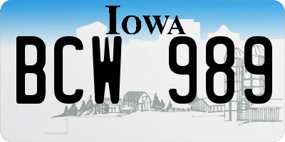 IA license plate BCW989