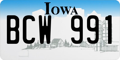 IA license plate BCW991