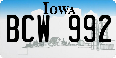 IA license plate BCW992