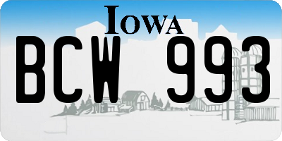 IA license plate BCW993