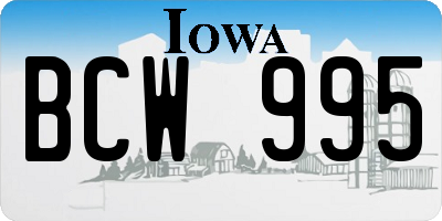 IA license plate BCW995
