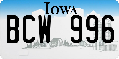 IA license plate BCW996