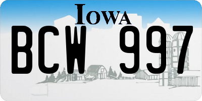 IA license plate BCW997