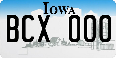 IA license plate BCX000