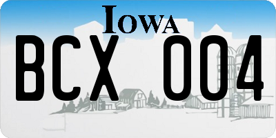 IA license plate BCX004