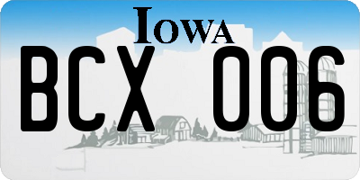 IA license plate BCX006
