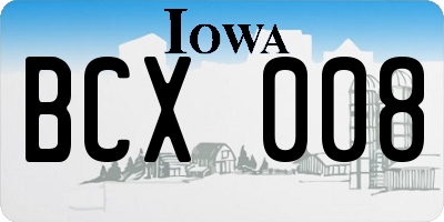 IA license plate BCX008
