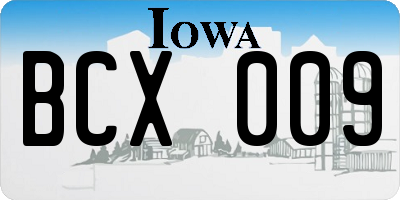 IA license plate BCX009