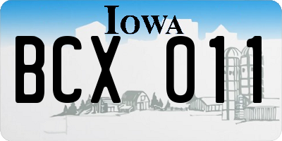 IA license plate BCX011