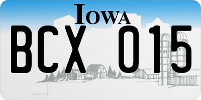 IA license plate BCX015