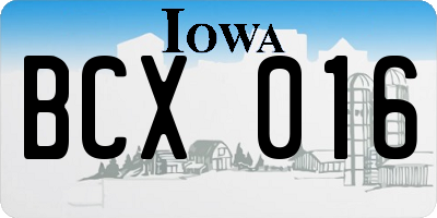 IA license plate BCX016