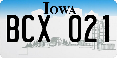 IA license plate BCX021