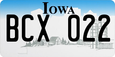 IA license plate BCX022