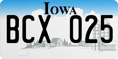 IA license plate BCX025