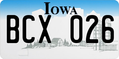 IA license plate BCX026
