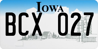 IA license plate BCX027
