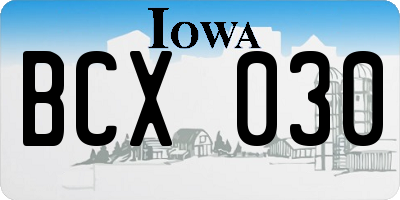 IA license plate BCX030