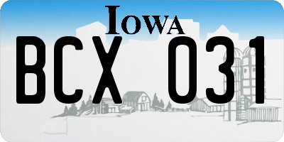 IA license plate BCX031