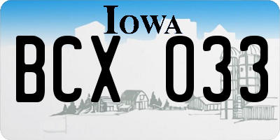 IA license plate BCX033
