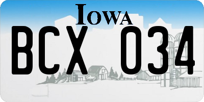 IA license plate BCX034