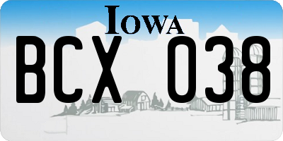 IA license plate BCX038