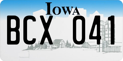IA license plate BCX041
