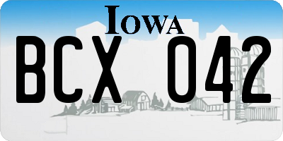 IA license plate BCX042