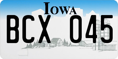 IA license plate BCX045
