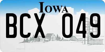 IA license plate BCX049