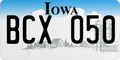 IA license plate BCX050