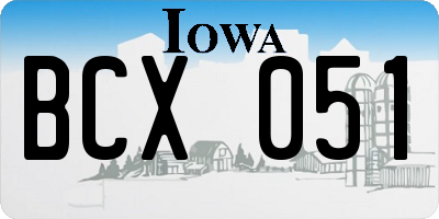 IA license plate BCX051
