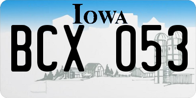 IA license plate BCX053