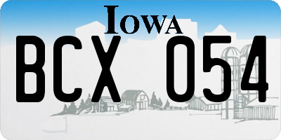 IA license plate BCX054