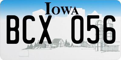 IA license plate BCX056