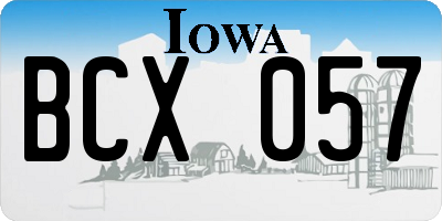 IA license plate BCX057