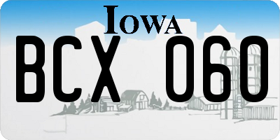 IA license plate BCX060