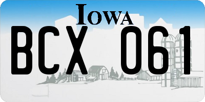 IA license plate BCX061