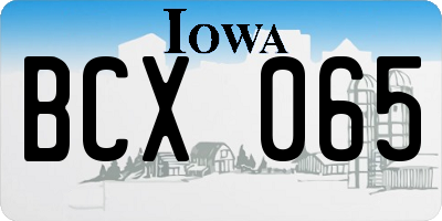 IA license plate BCX065