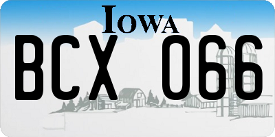 IA license plate BCX066