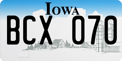 IA license plate BCX070