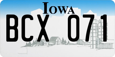 IA license plate BCX071