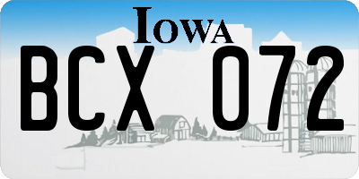 IA license plate BCX072