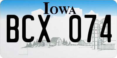 IA license plate BCX074